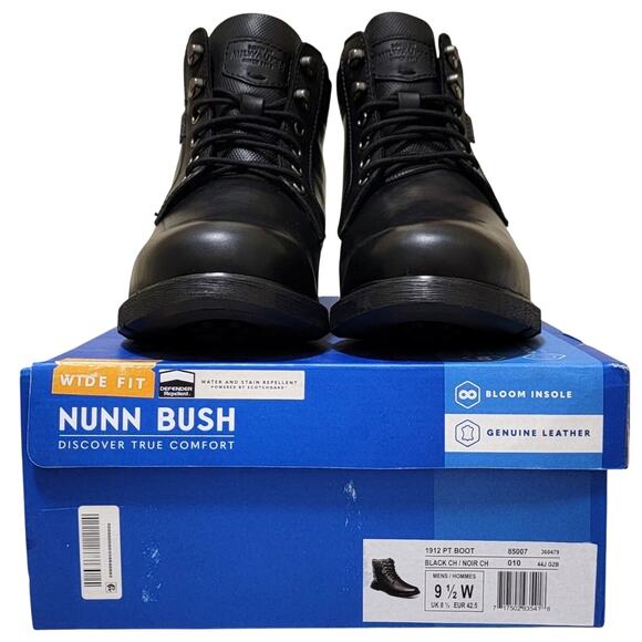 Nunn Bush Men 1912 Plain Toe Combat Boots Size US 9.5W Black Leather - Picture 5 of 5